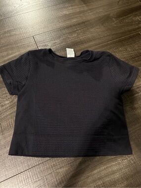 all in motion Black Ribbed Crop Tee